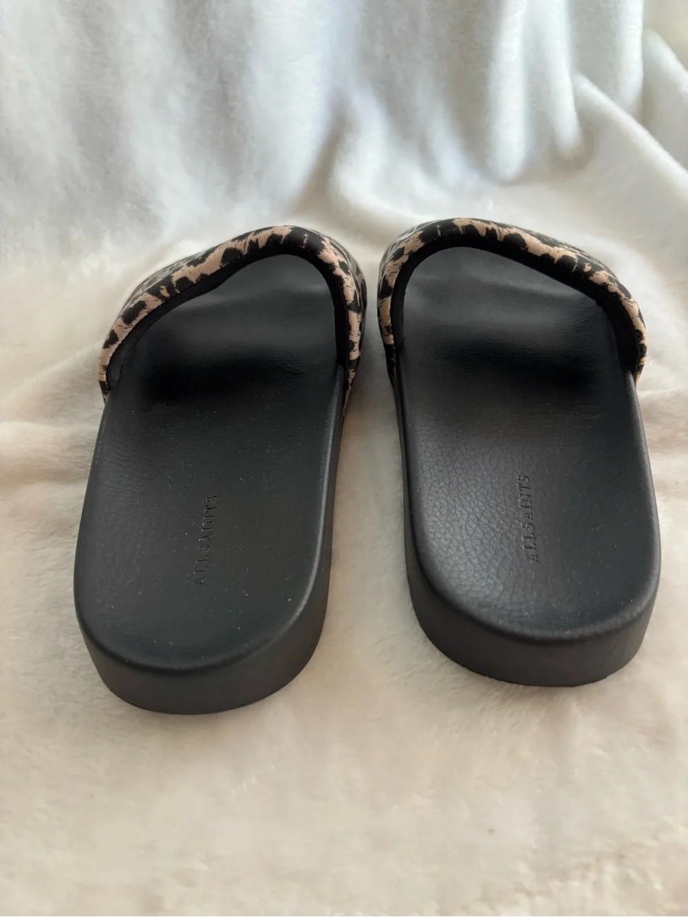 ALL SAINTS Signet Transfer Slide Sandal Leopard Print Black/Brown Size 8 - Picture 8 of 13